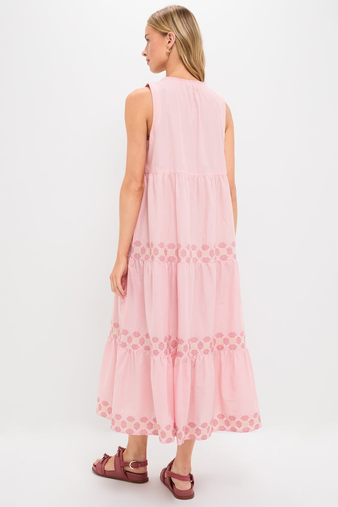 Conch Pink Geometric Embroidered Salty Paloma Caftan