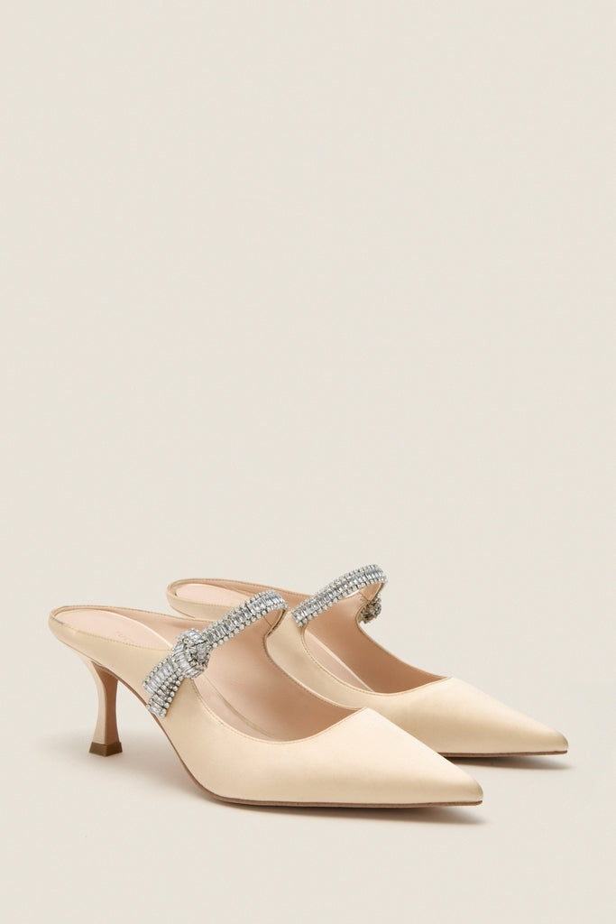 Champagne Satin Mae Heels
