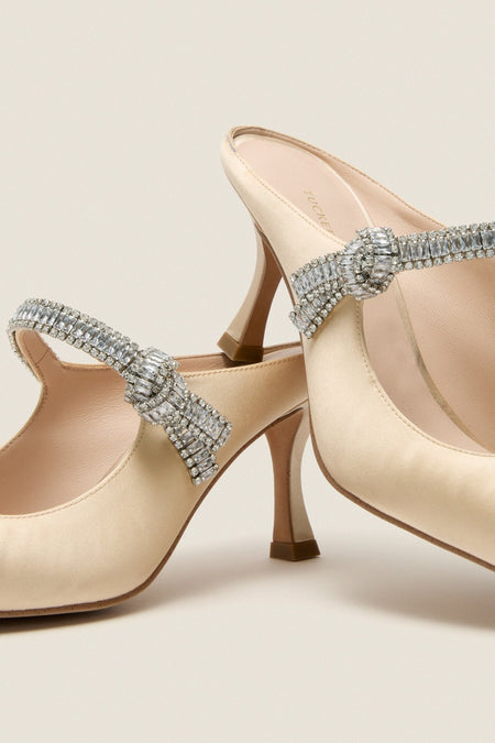 Champagne Satin Mae Heels