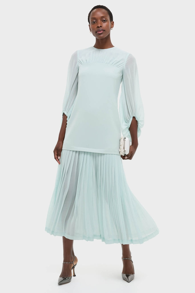 Ice Blue Chiffon Pleated Lorraine Dress | Tuckernuck