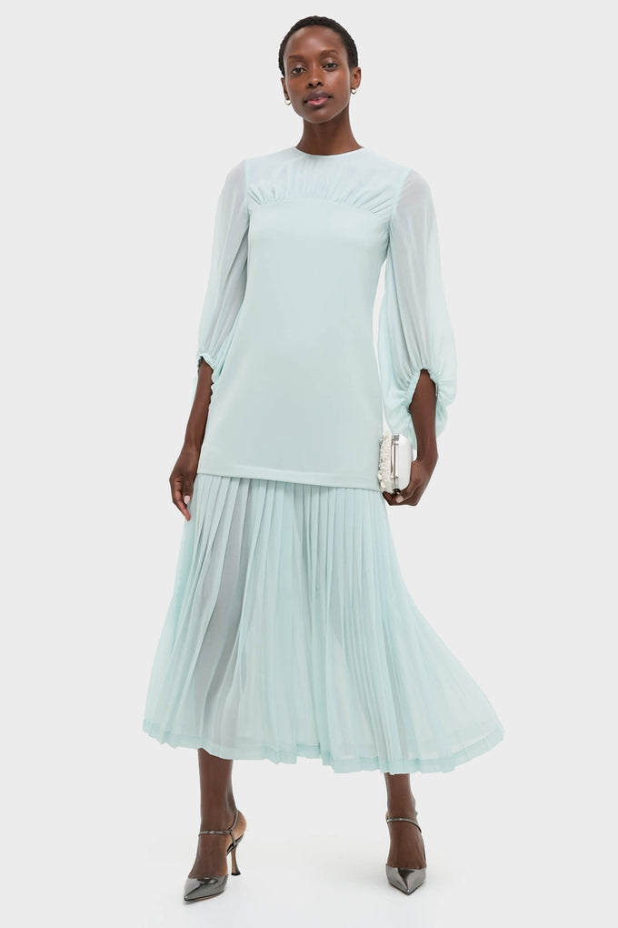 Tuckernuck Ice Blue Chiffon Pleated Lorraine Dress Ice Blue / 4