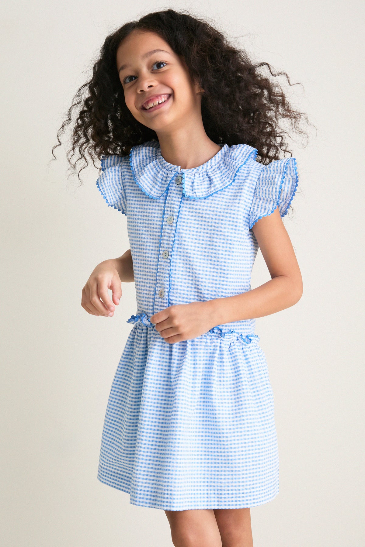 Blue Gingham Fabiola Drop Waist Dress | La Coqueta Blue Gingham Fabiola Drop Waist Dress | La Coqueta