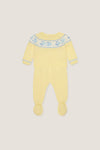 Lemon Kayra Cotton Baby Knitted Set: Classic, high-end two-piece with intarsia motifs, featuring a button-front sweater and effortless footed leggings for fun, comfortable wear.