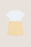 Yellow Gingham Oliver Baby Boy Set features a classic white shirt with a Peter Pan collar and effortless gingham shorts, offering high-end, fun style and comfort.