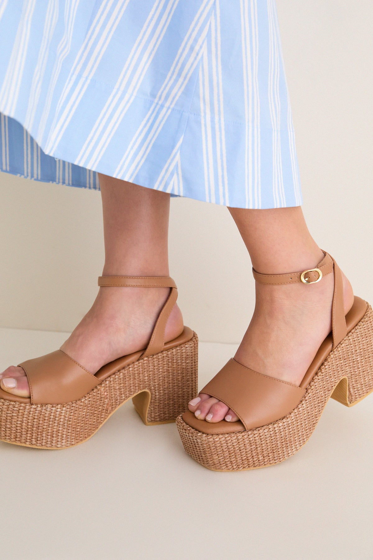 Cognac Arden Platform Heels