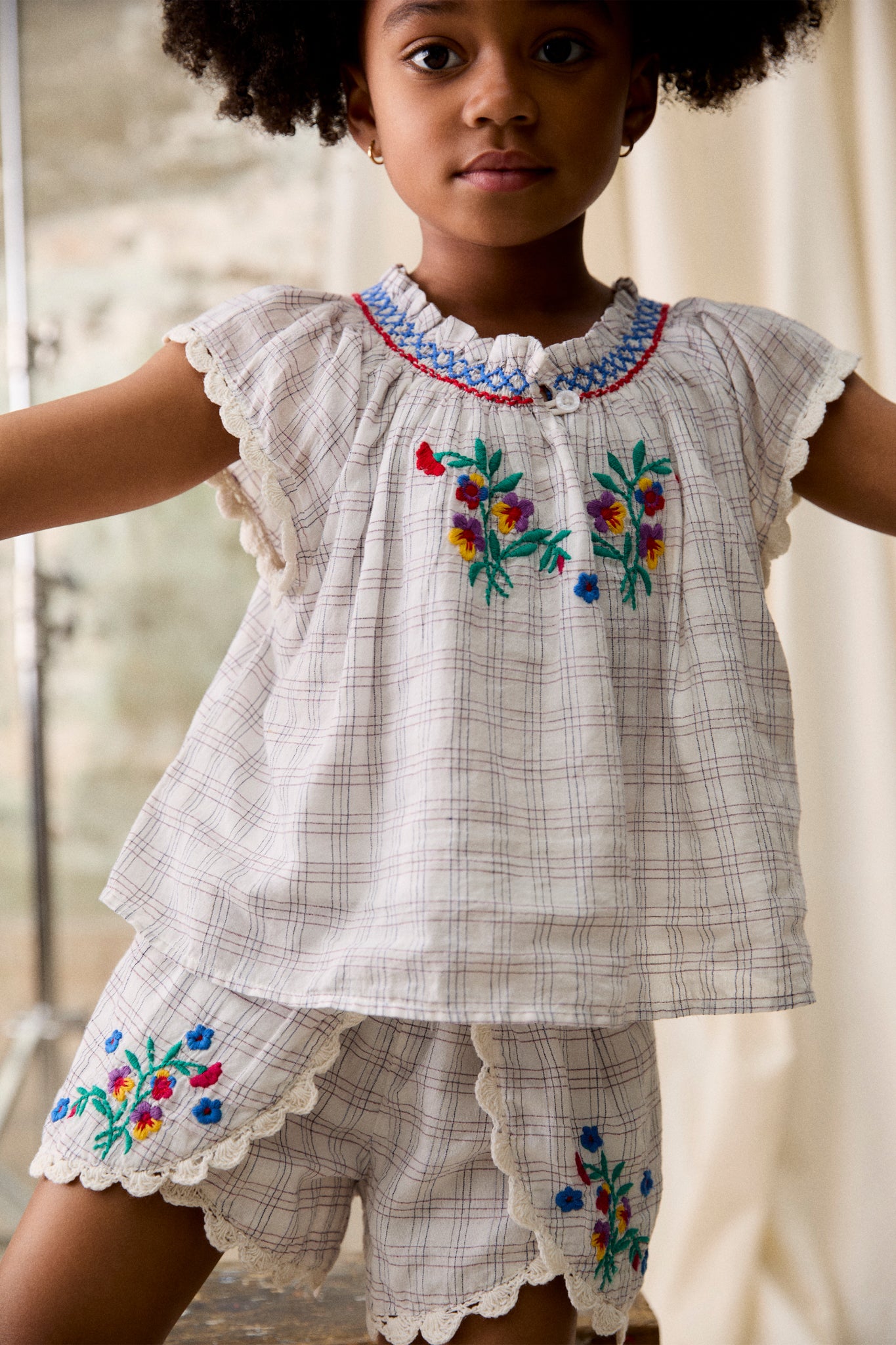 Cream Cruise Checks Perlane Blouse | Louise Misha