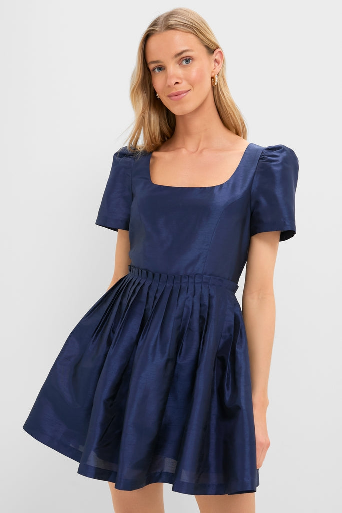 Navy Pleated Lucerne Mini Dress