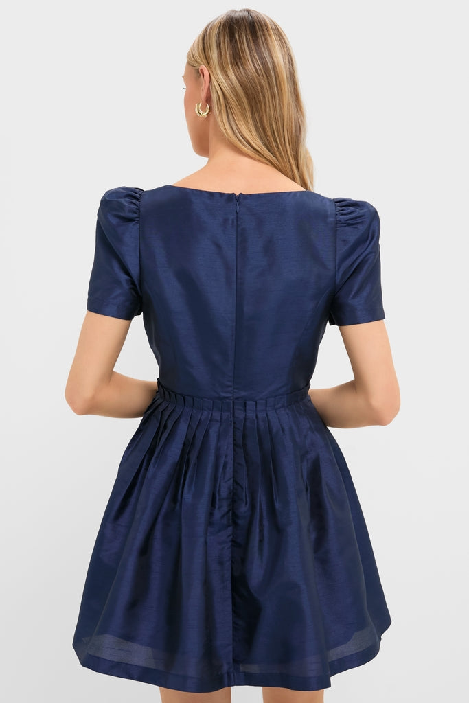 Navy Pleated Lucerne Mini Dress