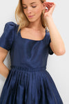 Navy Pleated Lucerne Mini Dress