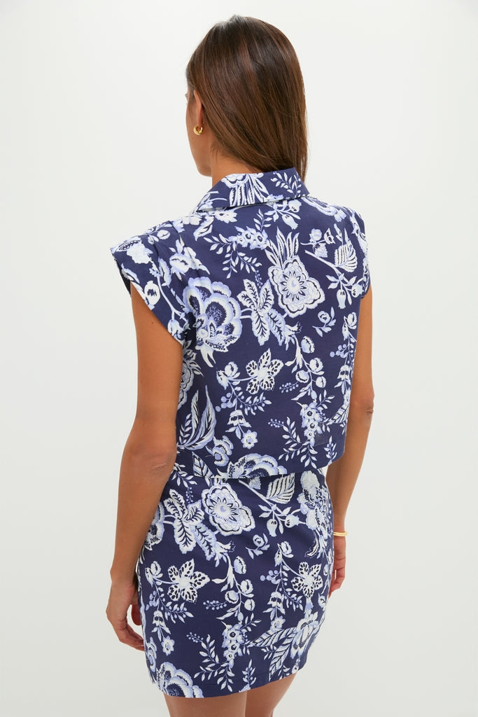 Navy Multi Floral Cropped Charlie Shirt