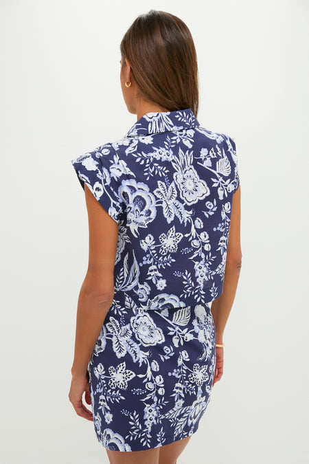 Navy Multi Floral Cropped Charlie Shirt