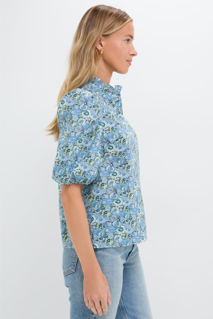 Blue Ditsy Floral Florence Blouse