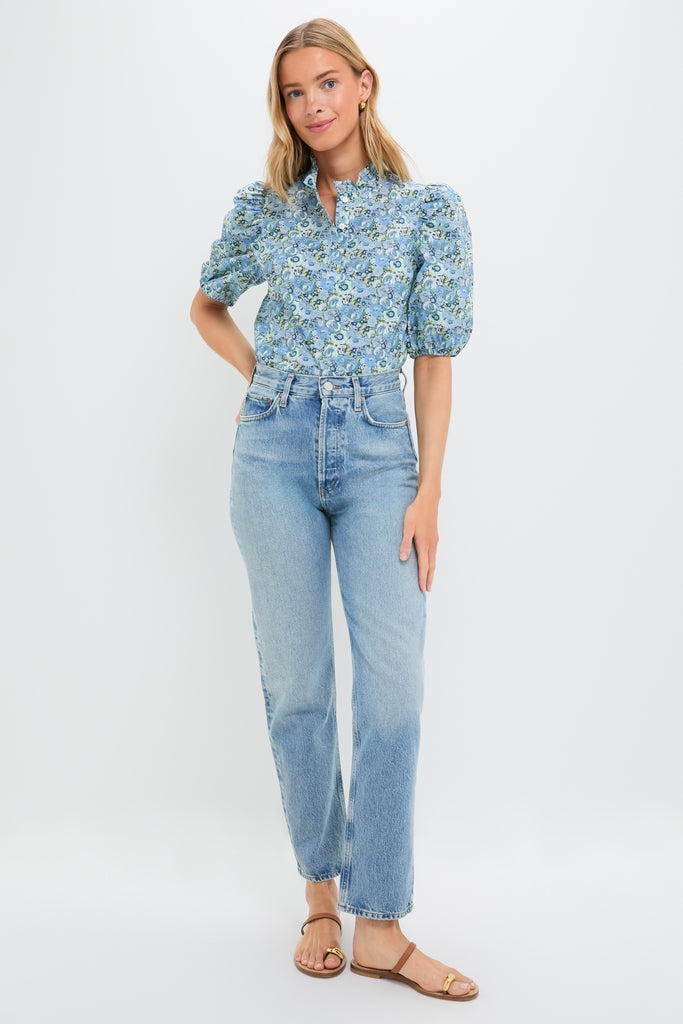 Blue Ditsy Floral Florence Blouse