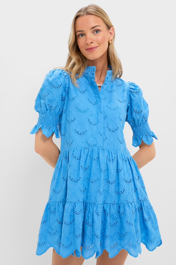 ♡アンドクチュール♡ ダメ恋 深キョン リボン ニット アイスブルー Cerulean Eyelet Bennett Mini Dress | Hyacinth House