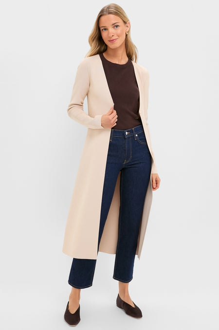 Cream Knit Long Aiden Cardigan