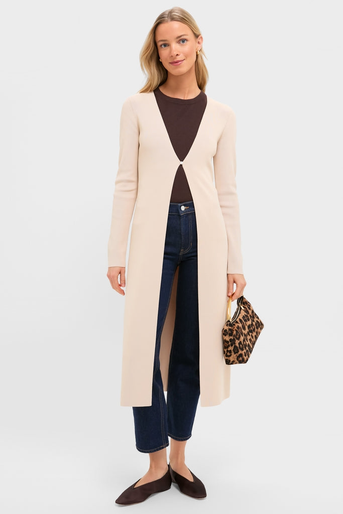 Cream Knit Long Aiden Cardigan