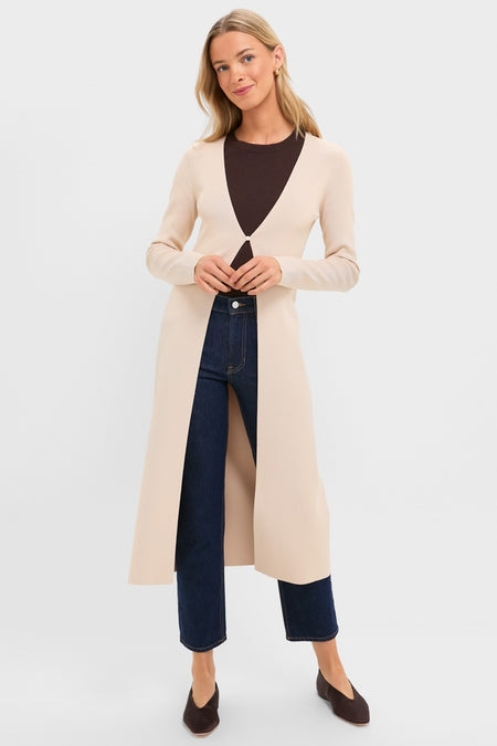 Cream Knit Long Aiden Cardigan