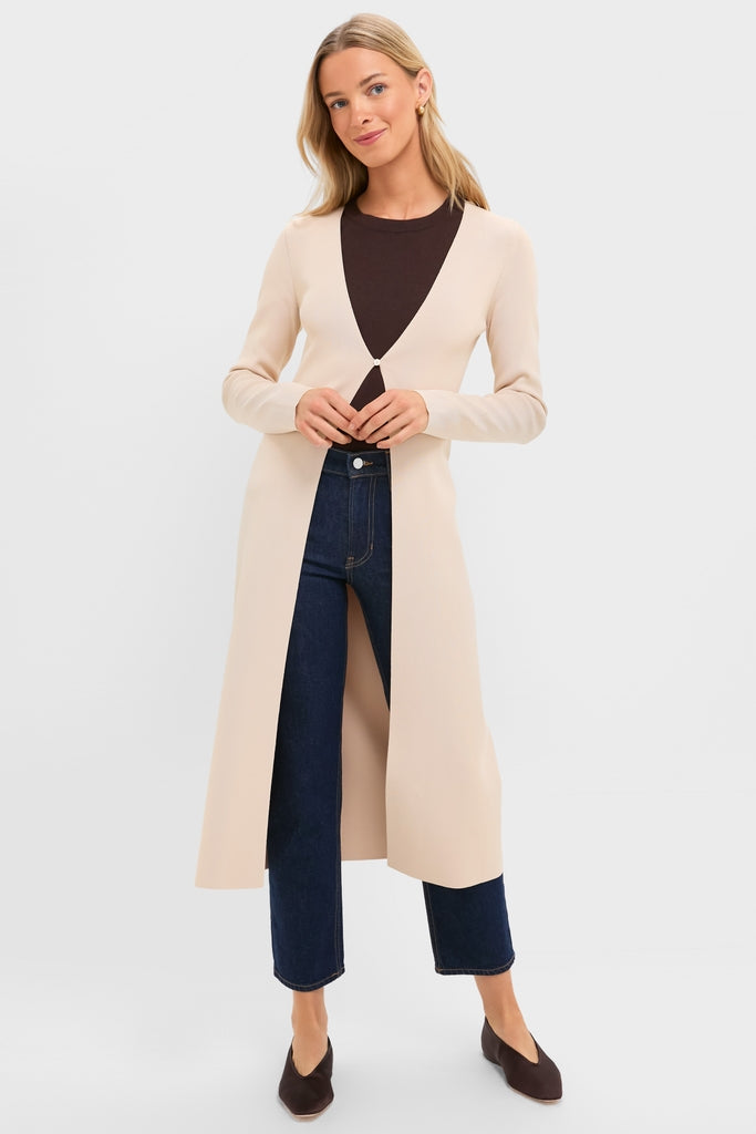 Cream Knit Long Aiden Cardigan