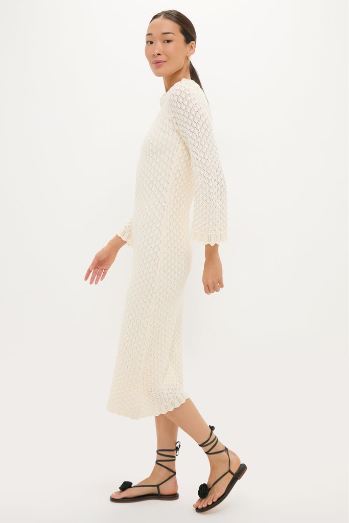 Cream Pointelle Knit Colby Midi Dress Hyacinth House Cream / S Cream Pointelle Knit Colby Midi Dress Hyacinth House Cream / S