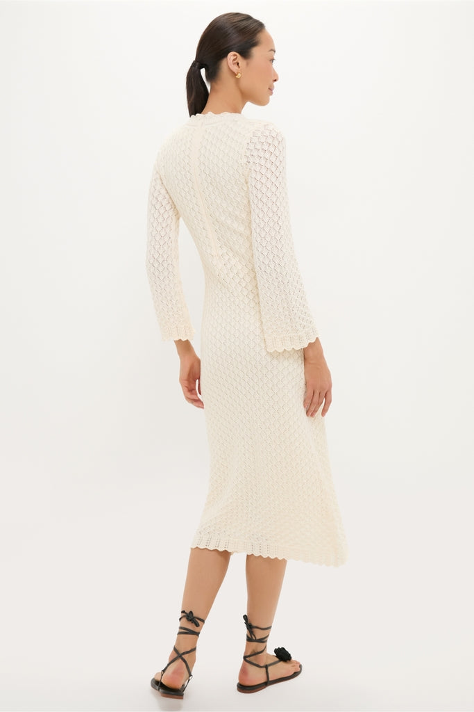 Hyacinth House Cream Pointelle Knit Colby Midi Dress Cream / S