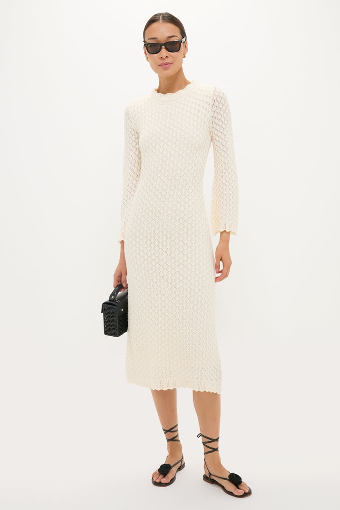 Hyacinth House Cream Pointelle Knit Colby Midi Dress Cream / S Hyacinth House Cream Pointelle Knit Colby Midi Dress Cream / S