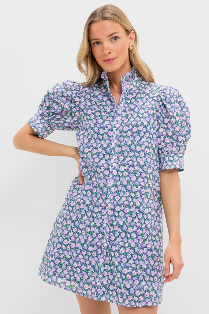 princess polly baby blue dress Ecqkame Women's Summer Floral Print Dress Casual V Neck Short Sleeve Beach Dresses Tummy Sexy Control Vacation Dresses with Pocket Blue S, Size: Small main image 0