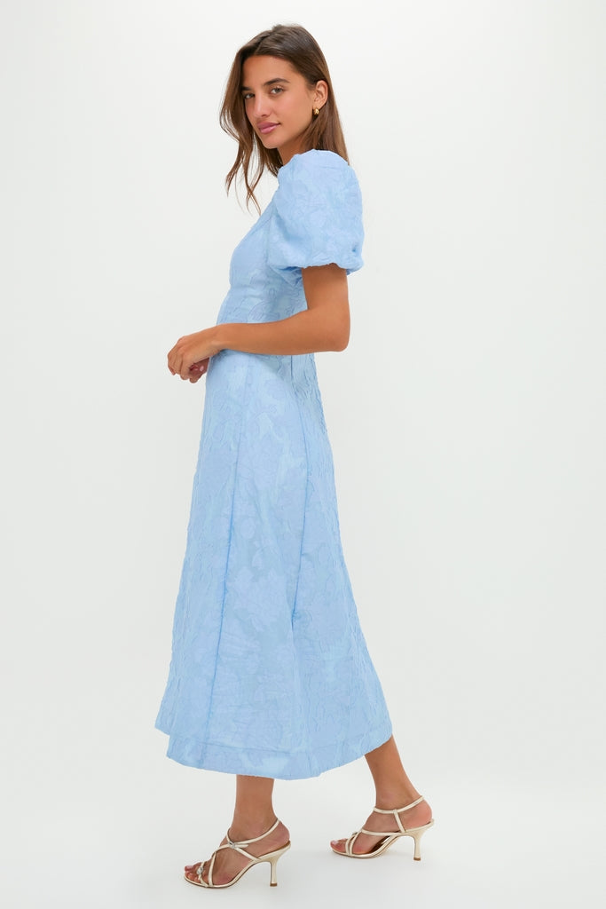Ice Blue Jacquard Inez Maxi Dress