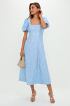 Ice Blue Jacquard Inez Maxi Dress