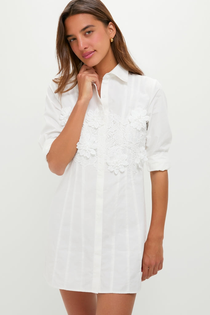 White with Floral Applique Avery Mini Dress | Hyacinth House White with Floral Applique Avery Mini Dress | Hyacinth House