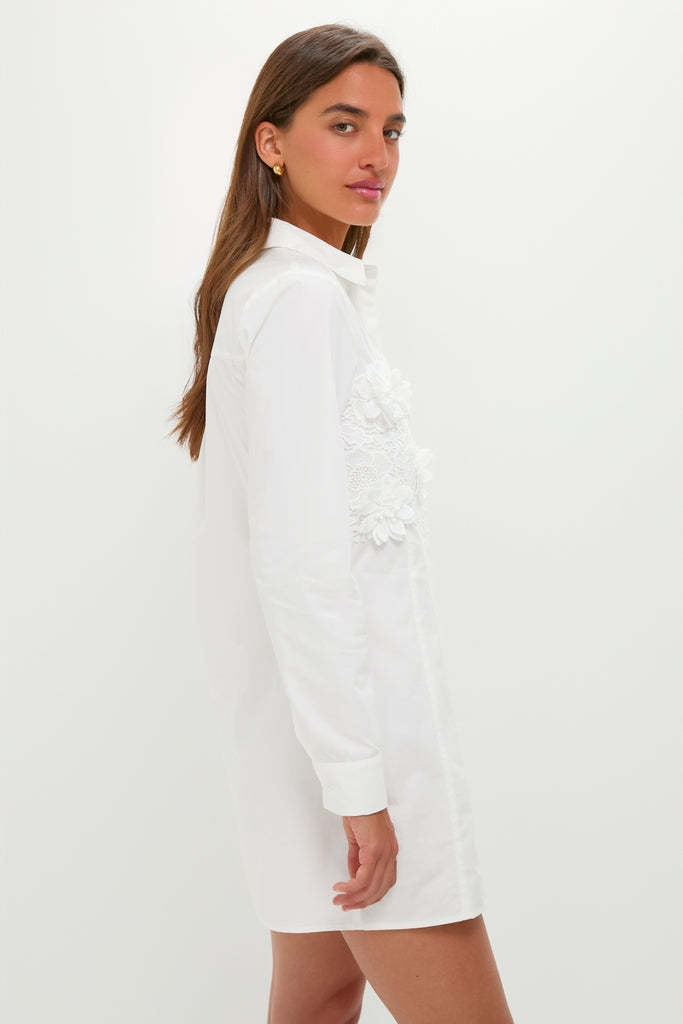 floral applique white dress White with Floral Applique Avery Mini Dress