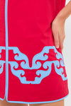 Red & Cornflower Blue Embroidered Arem Caftan