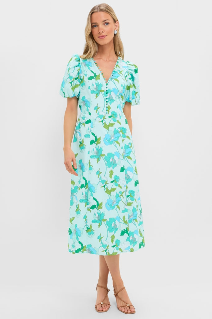 Shades of Blue Floral Marcy Midi Dress | Hyacinth House Shades of Blue Floral Marcy Midi Dress | Hyacinth House