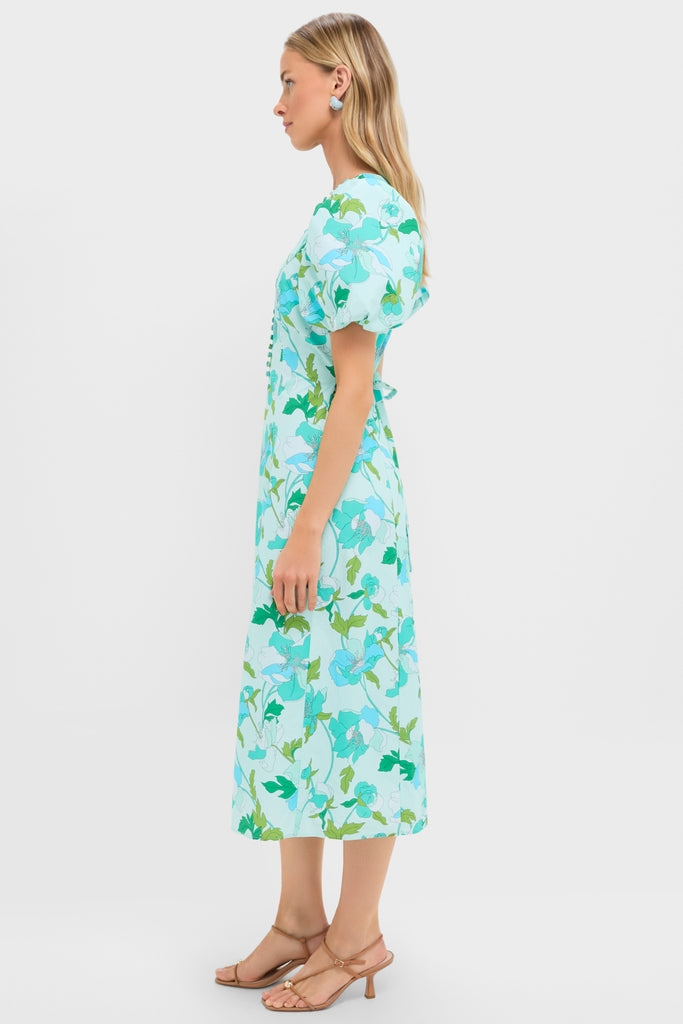 Shades of Blue Floral Marcy Midi Dress