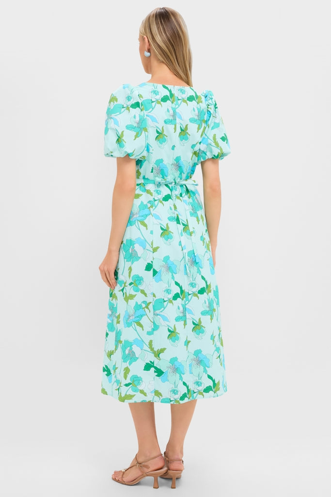 Shades of Blue Floral Marcy Midi Dress