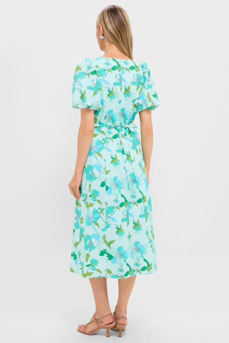 Shades of Blue Floral Marcy Midi Dress