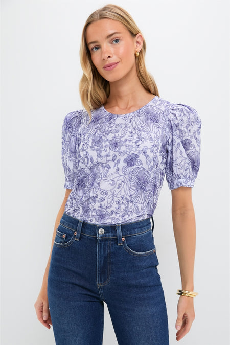 Embroidered Periwinkle Benson Blouse