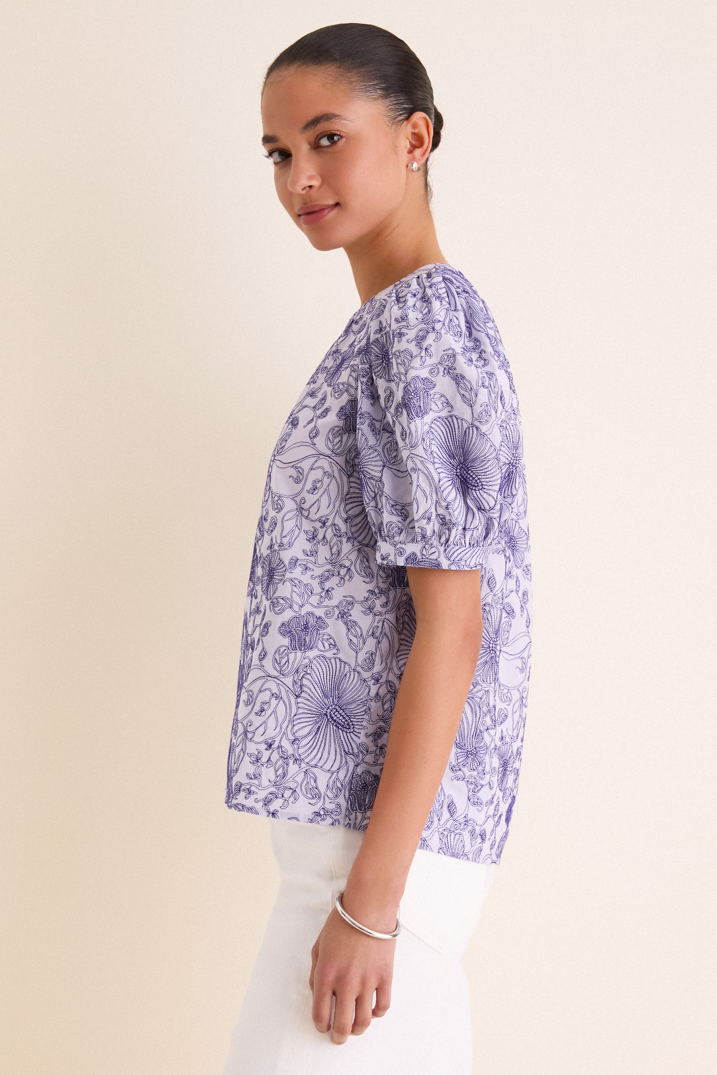 Embroidered Periwinkle Benson Blouse | Hyacinth House