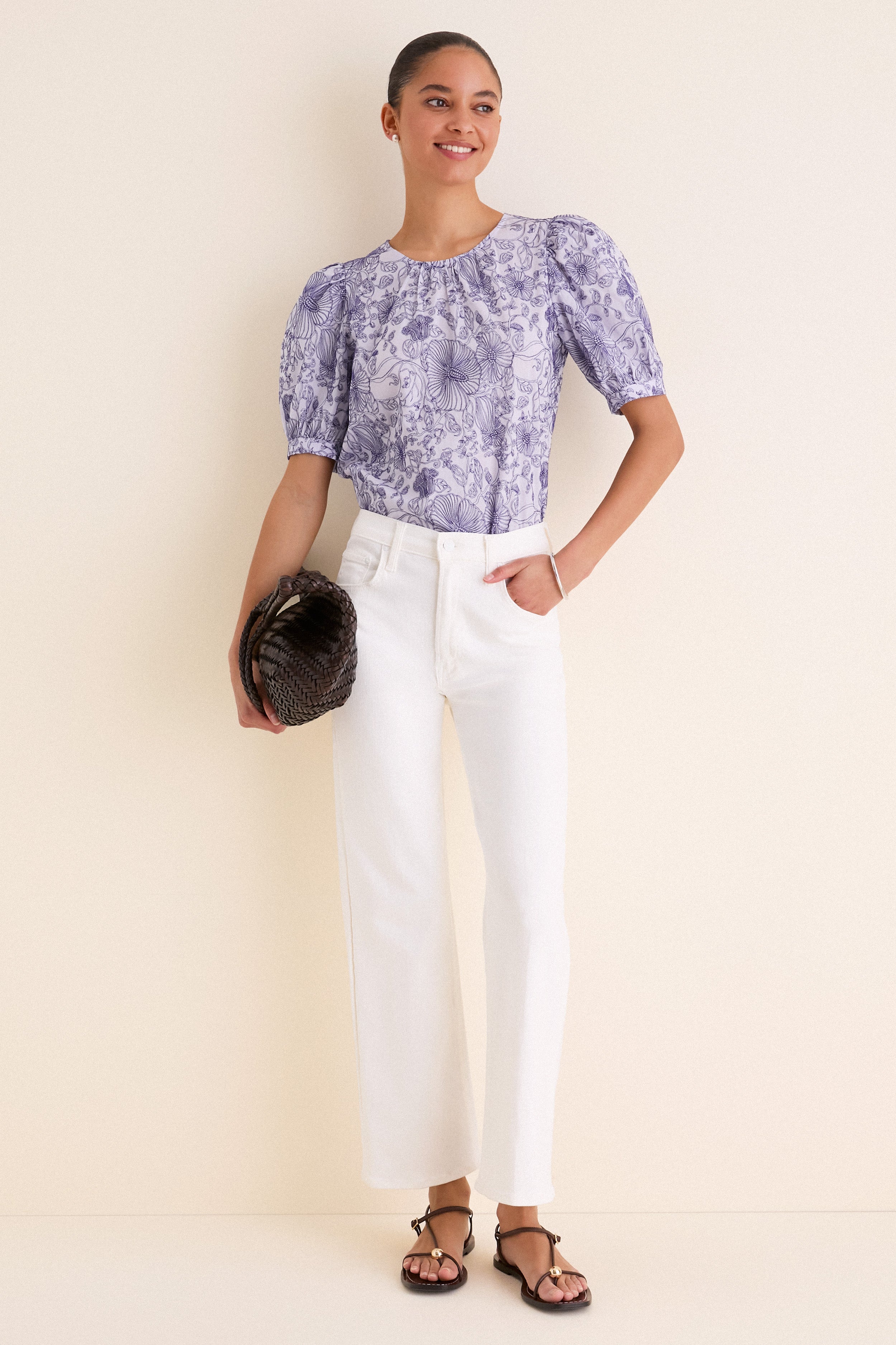 Embroidered Periwinkle Benson Blouse