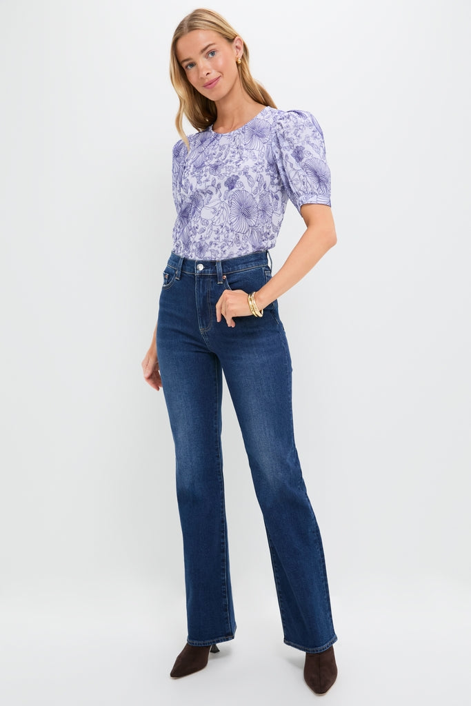 Embroidered Periwinkle Benson Blouse