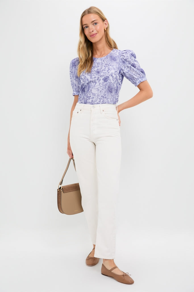 Embroidered Periwinkle Benson Blouse