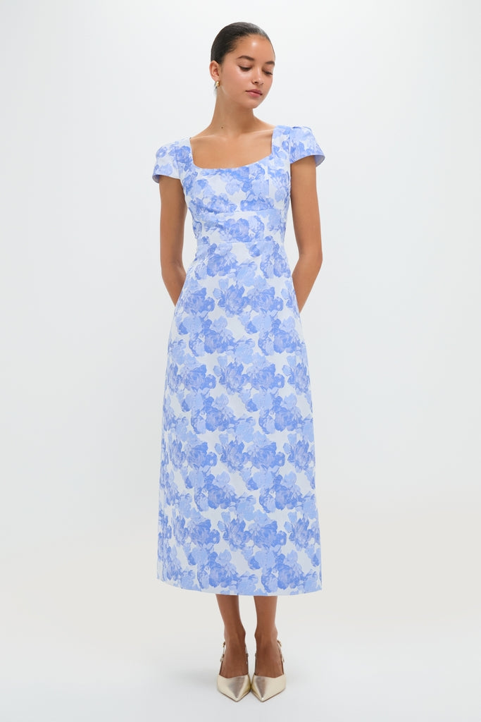 Pale Blue Jacquard Archibald Maxi Dress