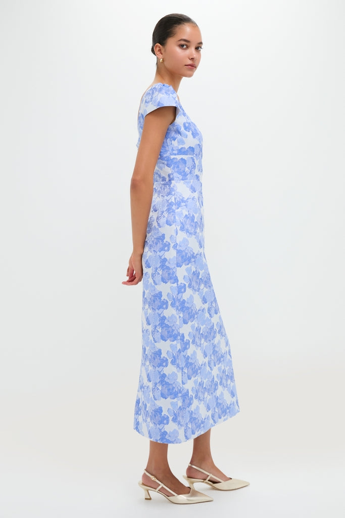 Pale Blue Jacquard Archibald Maxi Dress | Hyacinth House