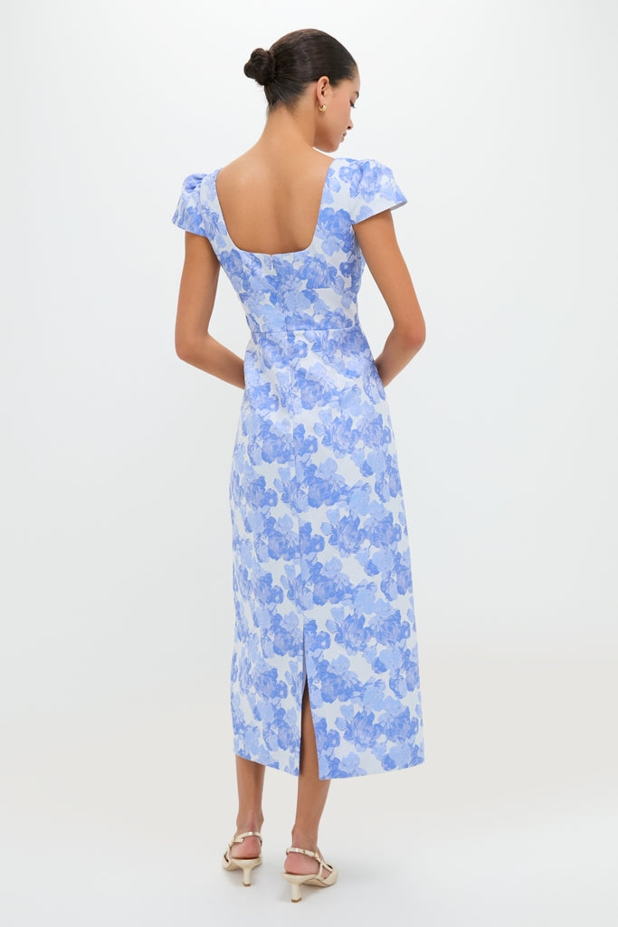 Pale Blue Jacquard Archibald Maxi Dress | Hyacinth House