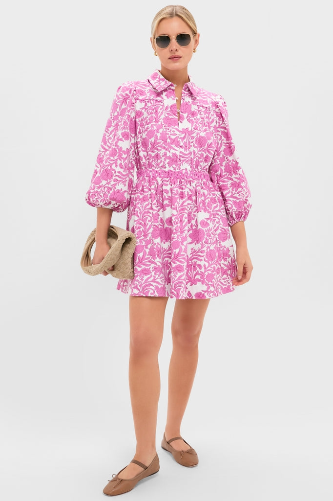floral mini shirt dress Hyacinth House Pink Floral Lola Mini Shirt Dress Pink Floral / XL