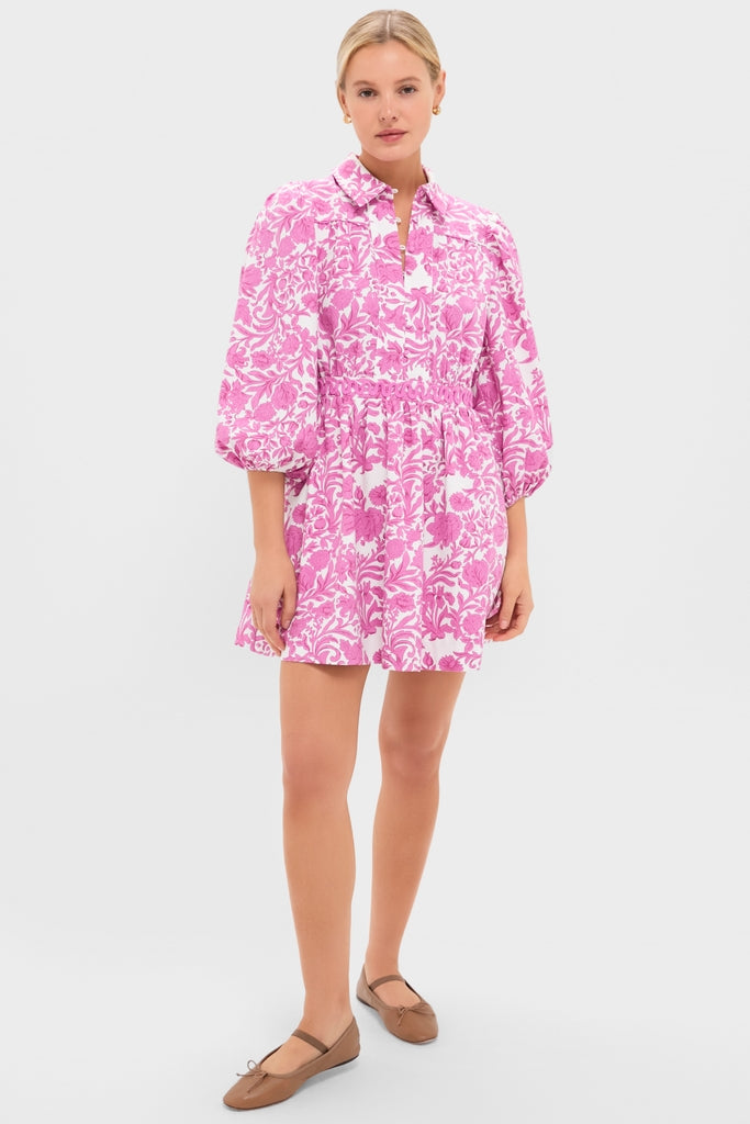 Pink Floral Lola Mini Shirt Dress | Hyacinth House