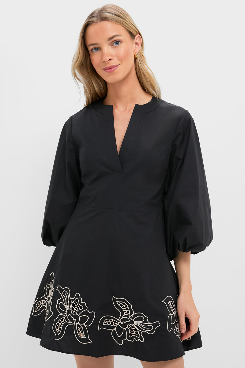 Black & Tan Embroidery Ellison Mini Dress