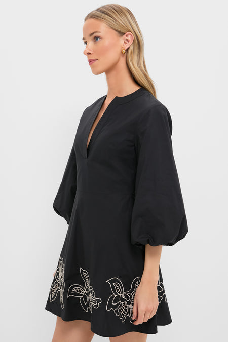 Black & Tan Embroidery Ellison Mini Dress