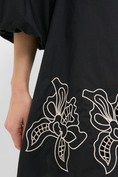 Black & Tan Embroidery Ellison Mini Dress