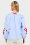 Blue Stripe & Red Soutache Stella Blouse
