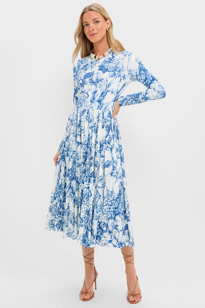 Blue Floral Jersey Pemberton Midi Dress | Hyacinth House Blue Floral Jersey Pemberton Midi Dress | Hyacinth House